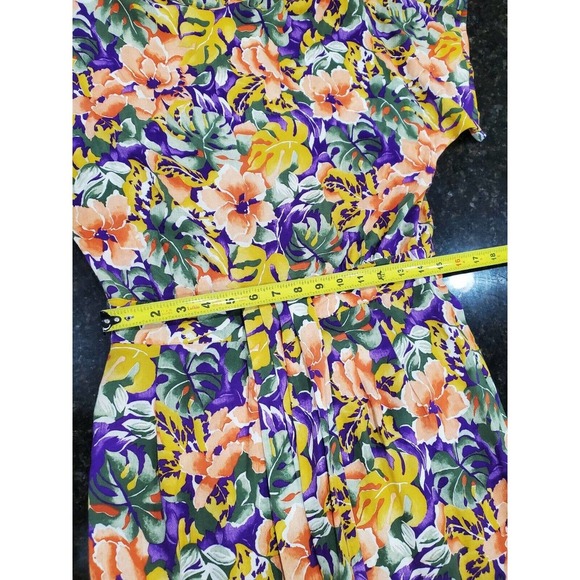 Vintage Jeffrey & Dana Floral Rayon Round Neck Short Sleeve Knee Length Dress - Picture 9 of 10